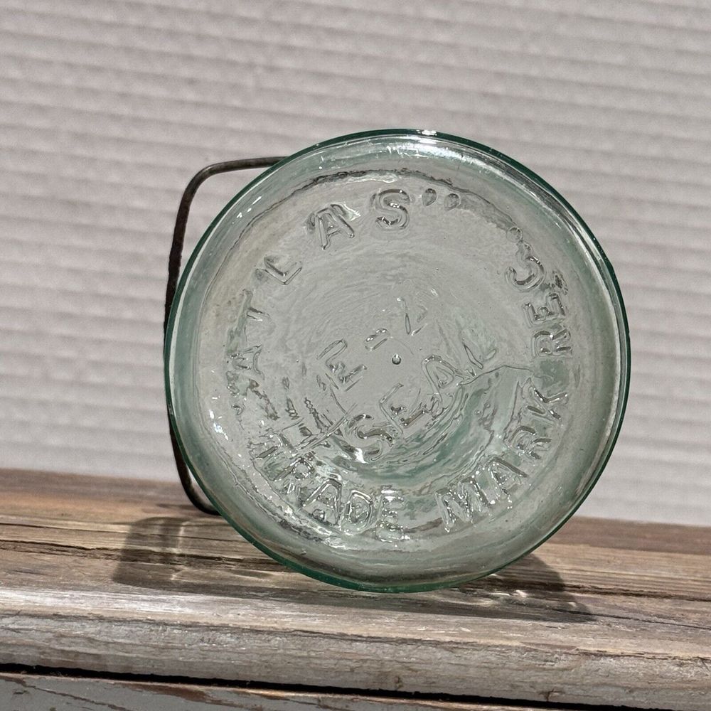 Vintage Atlas E-Z Seal Blue Glass Canning Jar‎ w/o Lid Quart - Bubbles! - Picture 7 of 11